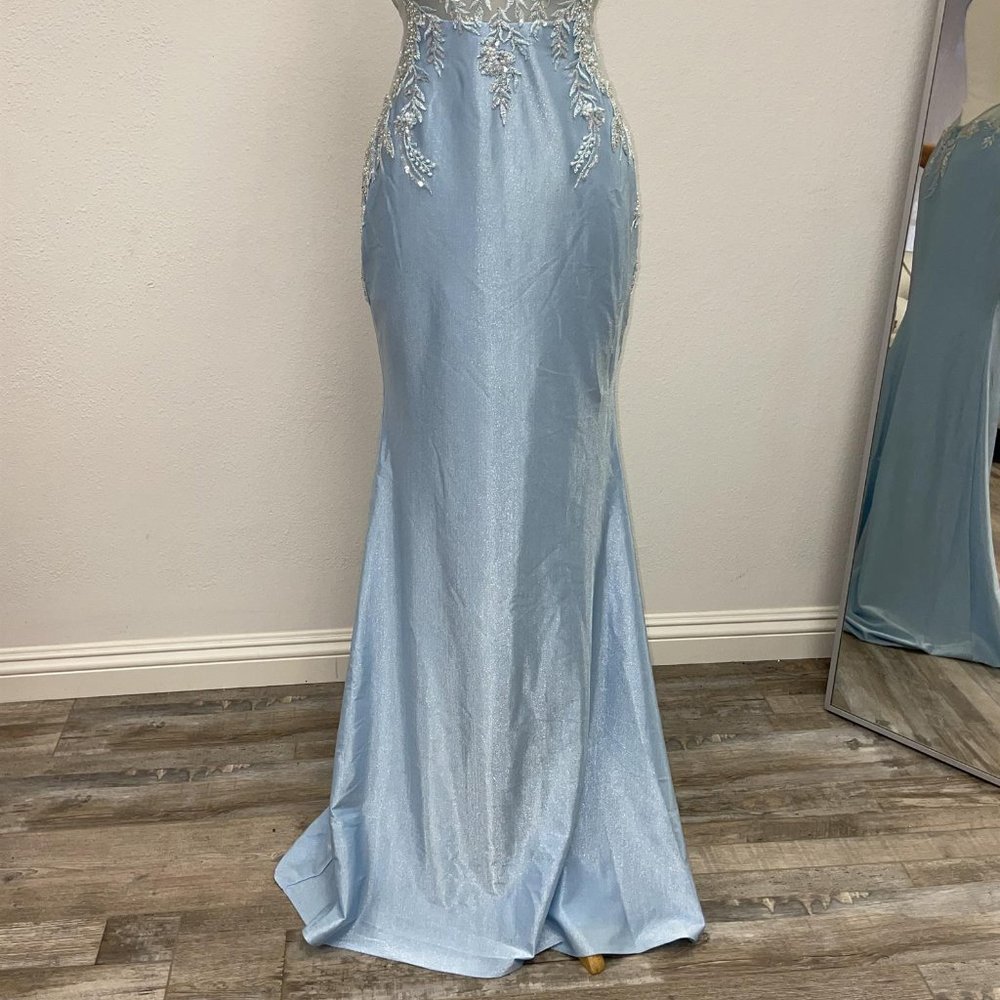 NEW LONG SLEEVELESS SHEATH DRESS V-NECKLINE AND OPEN CRISS-CROSS BACK NX G1369 - Picture 5 of 8